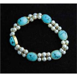 TURQUOISE & PEARL BRACELET
