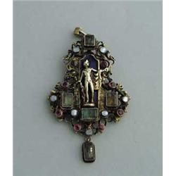 ANTIQUE GOLD & GEMSTONE PENDANT
