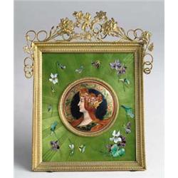 ART NOUVEAU ENAMELED PLAQUE