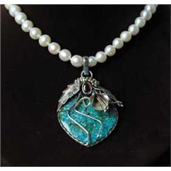 PEARL TURQUOISE & STERLING NECKLACE