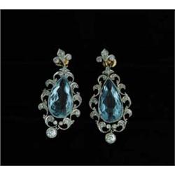 AQUAMARINE & DIAMOND EARRINGS