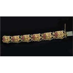 14KT GOLD & PINK SAPPHIRE BRACELET