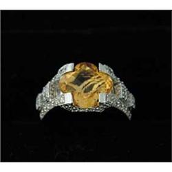 14KT CITRINE & DIAMOND RING