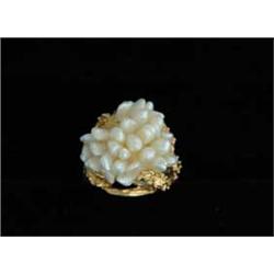 GOLD & BAROQUE PEARL RING