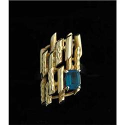 GOLD & CREATED EMERALD RING