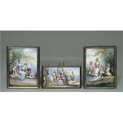 SET OF THREE FRENCH ENAMEL MINIATURE PLAQUES