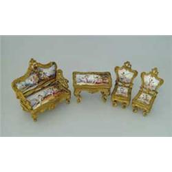 MINIATURE ENAMELED PARLOR SET