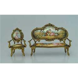 ENAMELED MINIATURE SOFA & CHAIR
