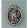 Image 1 : OVAL ENAMEL PLAQUE IN SILVER FRAME