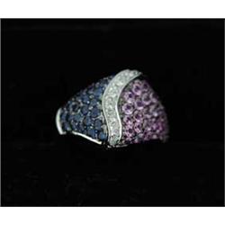14KT PINK & BLUE SAPPHIRE RING