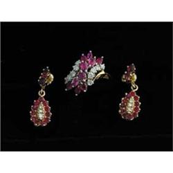 RUBY & DIAMOND RING & EARRINGS