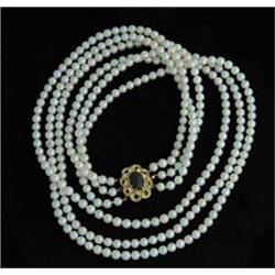 THREE STRAND CULTURED PEARL NECKLACE