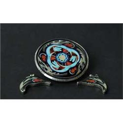 ZUNI INLAY BROOCH & EARRINGS