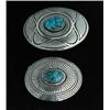 Image 1 : TWO STERLING & TURQUOISE BELT BUCKLES