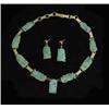 Image 1 : GOLD & JADE NECKLACE & EARRINGS