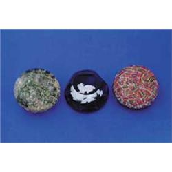 THREE GLASS PAPERWEIGHTS