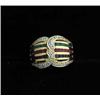 Image 1 : DIAMOND, SAPPHIRE, RUBY & EMERALD RING