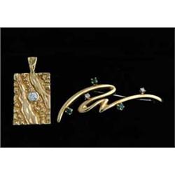 TWO GOLD & GEMSTONE ITEMS