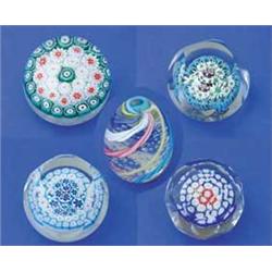 FIVE ITALIAN MILLEFIORI PAPERWEIGHTS