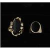 Image 1 : TWO GOLD & ONYX RINGS