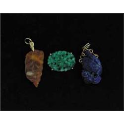 THREE CARVED STONE ITEMS