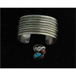 TWO PIECES OF NAVAJO STERLING JEWELRY