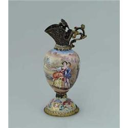 FRENCH ENAMEL ON SILVER SCENT BOTTLE