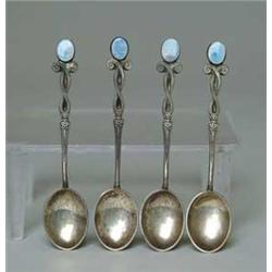 FOUR SILVER & OPAL SPOONS