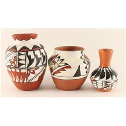 Lot of 3 Acoma Polychrome Pots