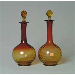 TWO AMBERINA DECANTERS
