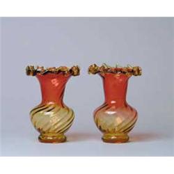 PAIR OF AMBERINA VASES