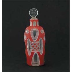 DOUBLE OVERLAY CUT GLASS SCENT BOTTLE