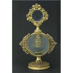 BRASS & GLASS PERFUME BOTTLE