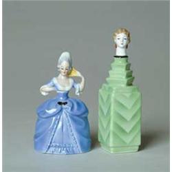 TWO FIGURAL PORCELAIN SCENT BOTTLES