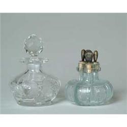 TWO CLEAR GLASS SCENT BOTTLES