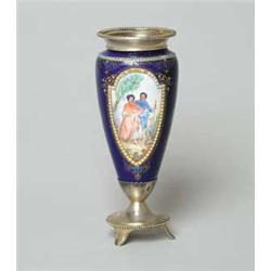 FRENCH ENAMEL & SILVER VASE