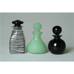 THREE GLASS SCENT BOTTLES
