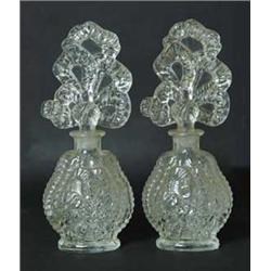 PAIR OF PRESSED GLASS SCENT BOTTLES