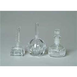 THREE CONTEMPORARY CUT SCENT BOTTLES