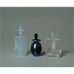 THREE GLASS SCENT BOTTLES