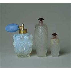 THREE DECORATIVE GLASS SCENT BOTTLES
