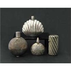 FOUR SILVER SCENT BOTTLES
