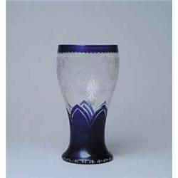 BLUE CUT TO CLEAR MOSER VASE