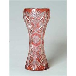 RED CUT TO CLEAR VASE