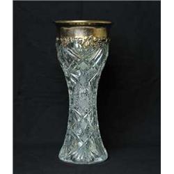 CUT GLASS & SILVER VASE