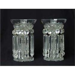 PAIR OF CUT GLASS CANDLESTICKS