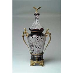 MONUMENTAL RUBY CUT TO CLEAR COVERED VASE