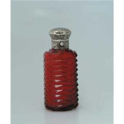 RUBY SCENT BOTTLE WITH SILVER LID