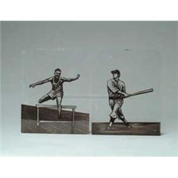 THREE ENGRAVED OR FROSTED GLASS YALE COLLEGE SPORTING GLASS PLATES