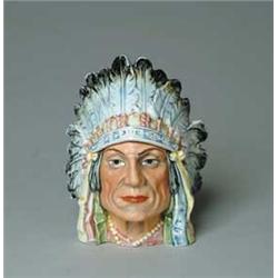 INDIAN HEAD CERAMIC OR MAJOLICA TOBACCO HUMIDOR